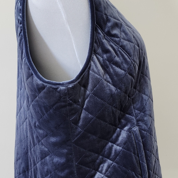 Chico's Navy Quilted Velvet Vest - Picture 2 of 5